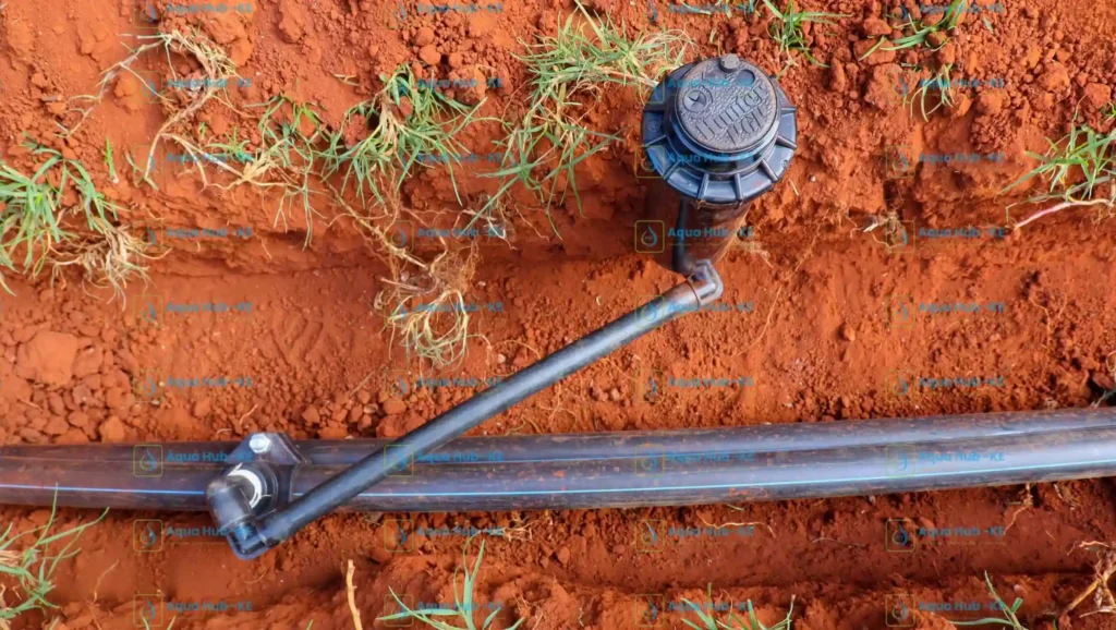 Overhead view of a pop-up irrigator