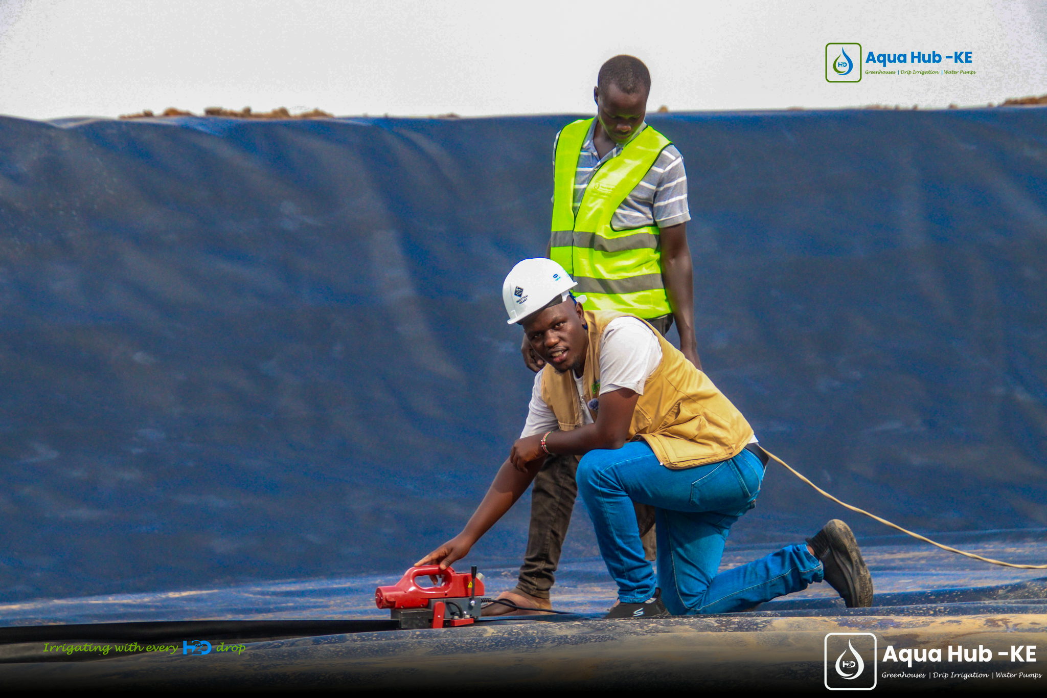 Welding of a liner for water reservoir by Aqua Hub Kenya