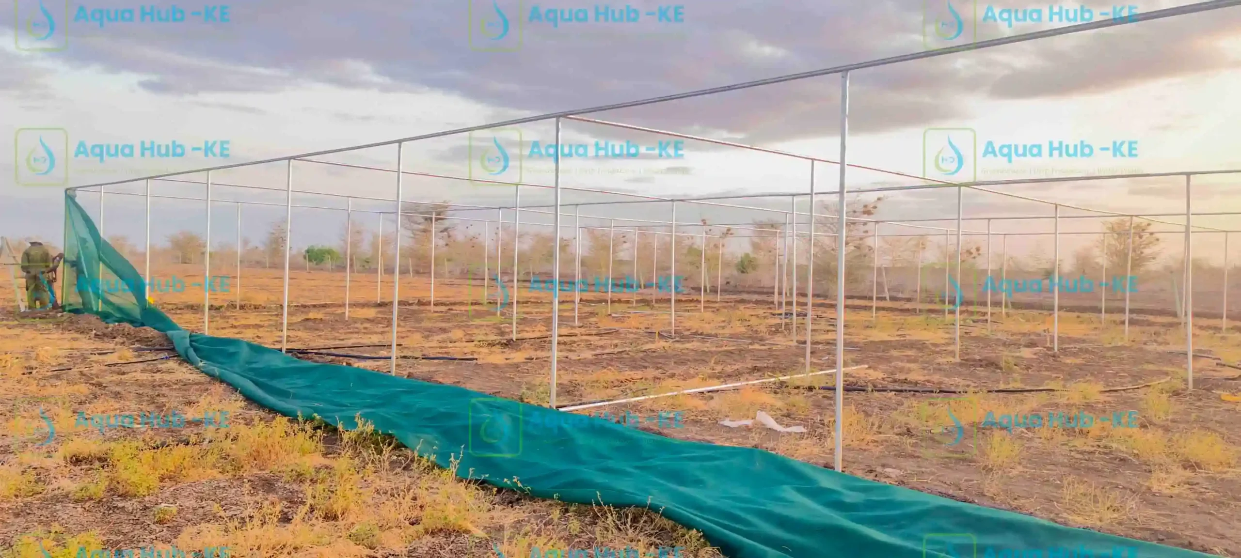 Frames set up for shade house in Kenya