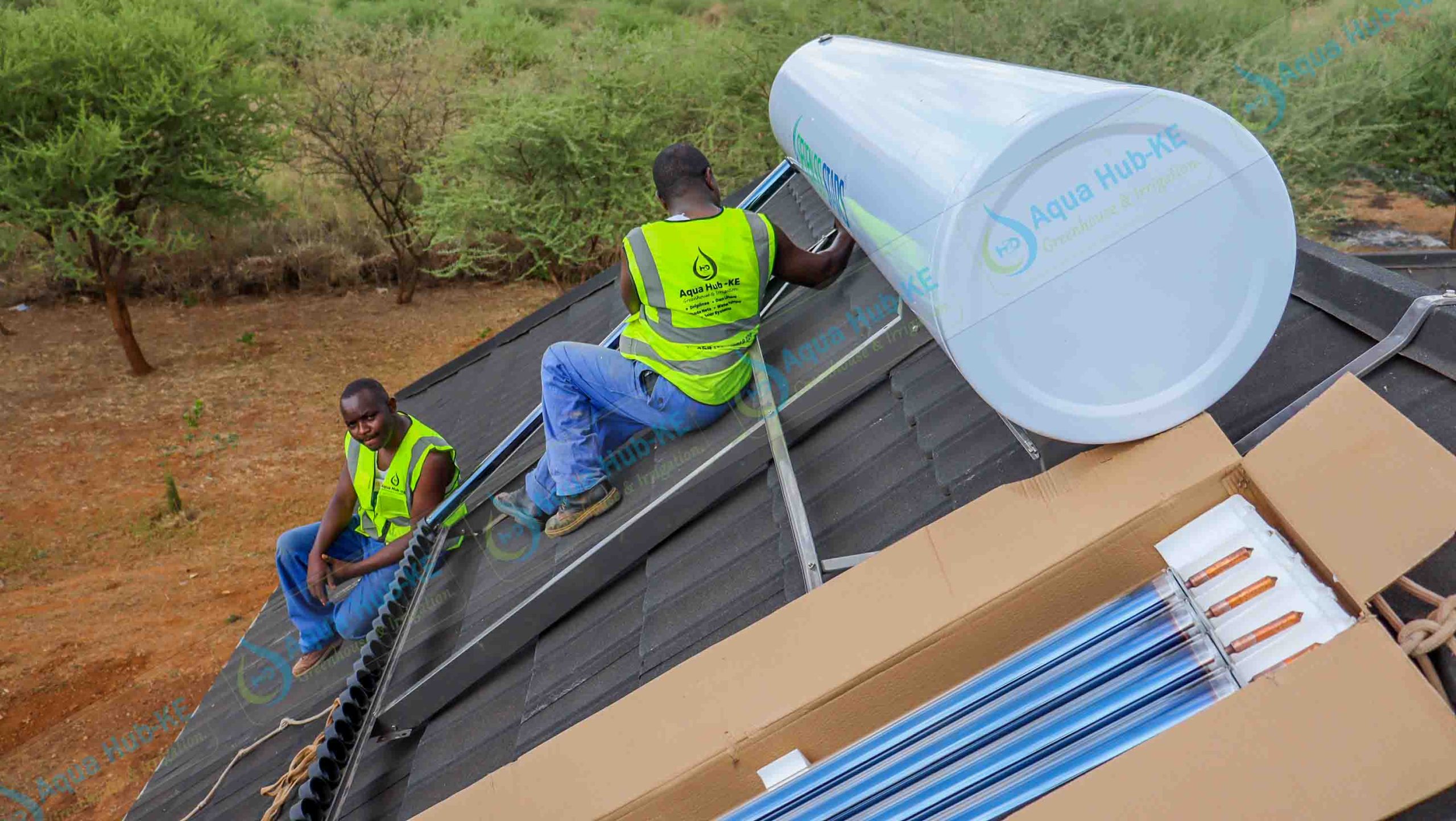 Solar water heater installation by Aqua Hub Kenya
