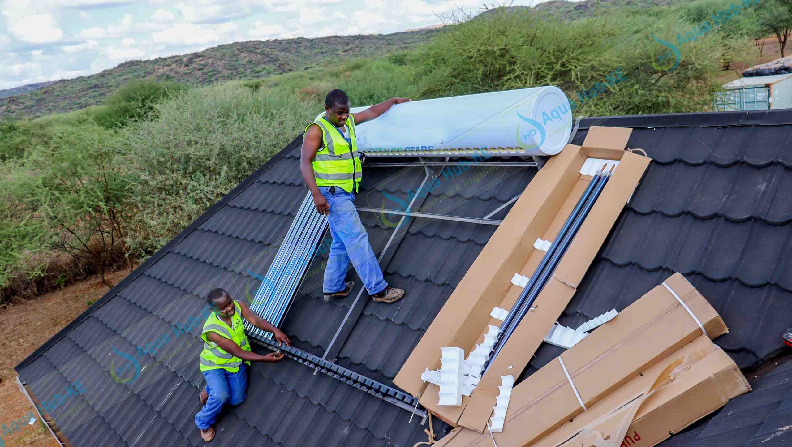 Solar heater installation in Kenya