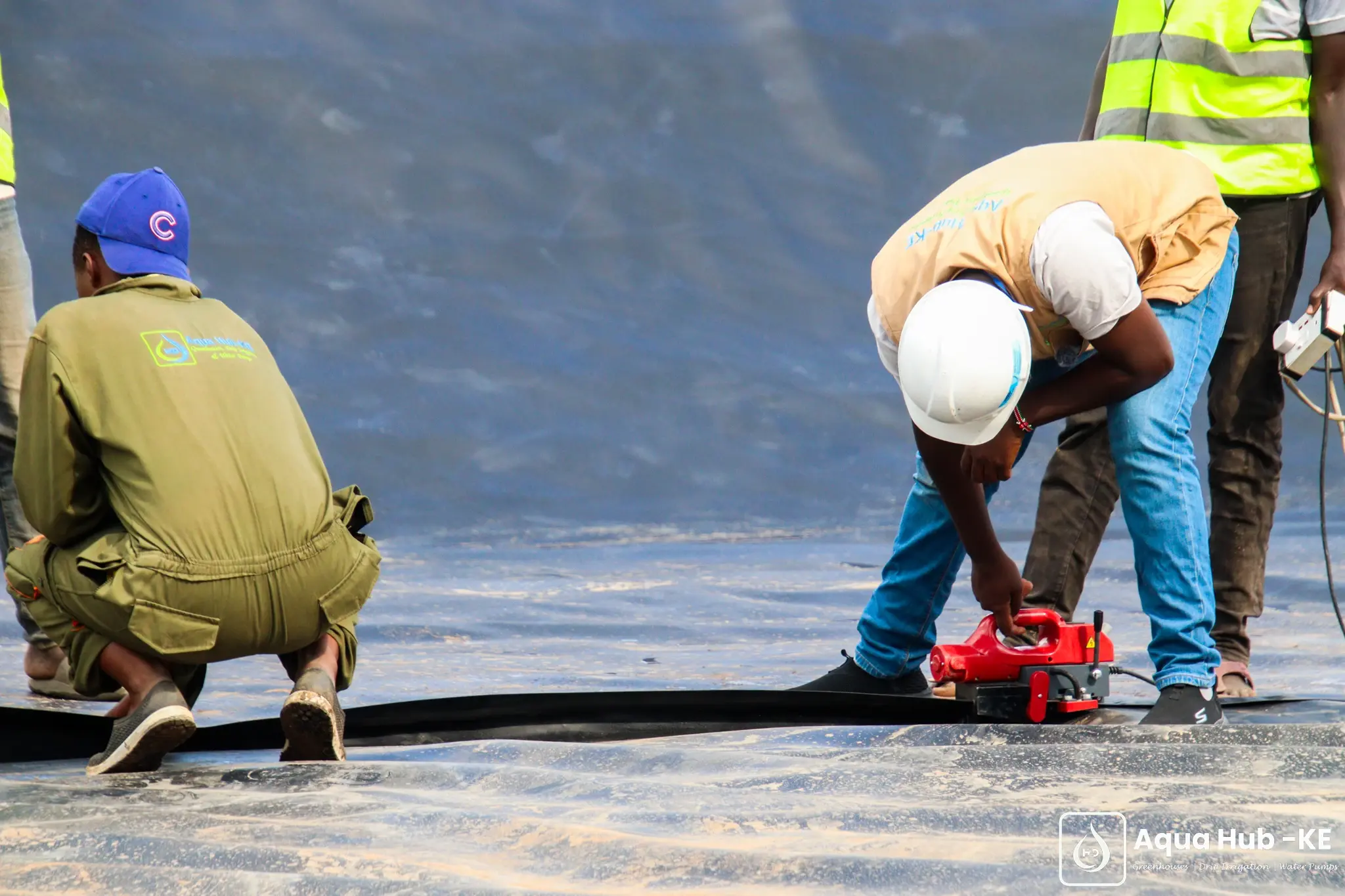 Dam liner welding by Aqua Hub Kenya
